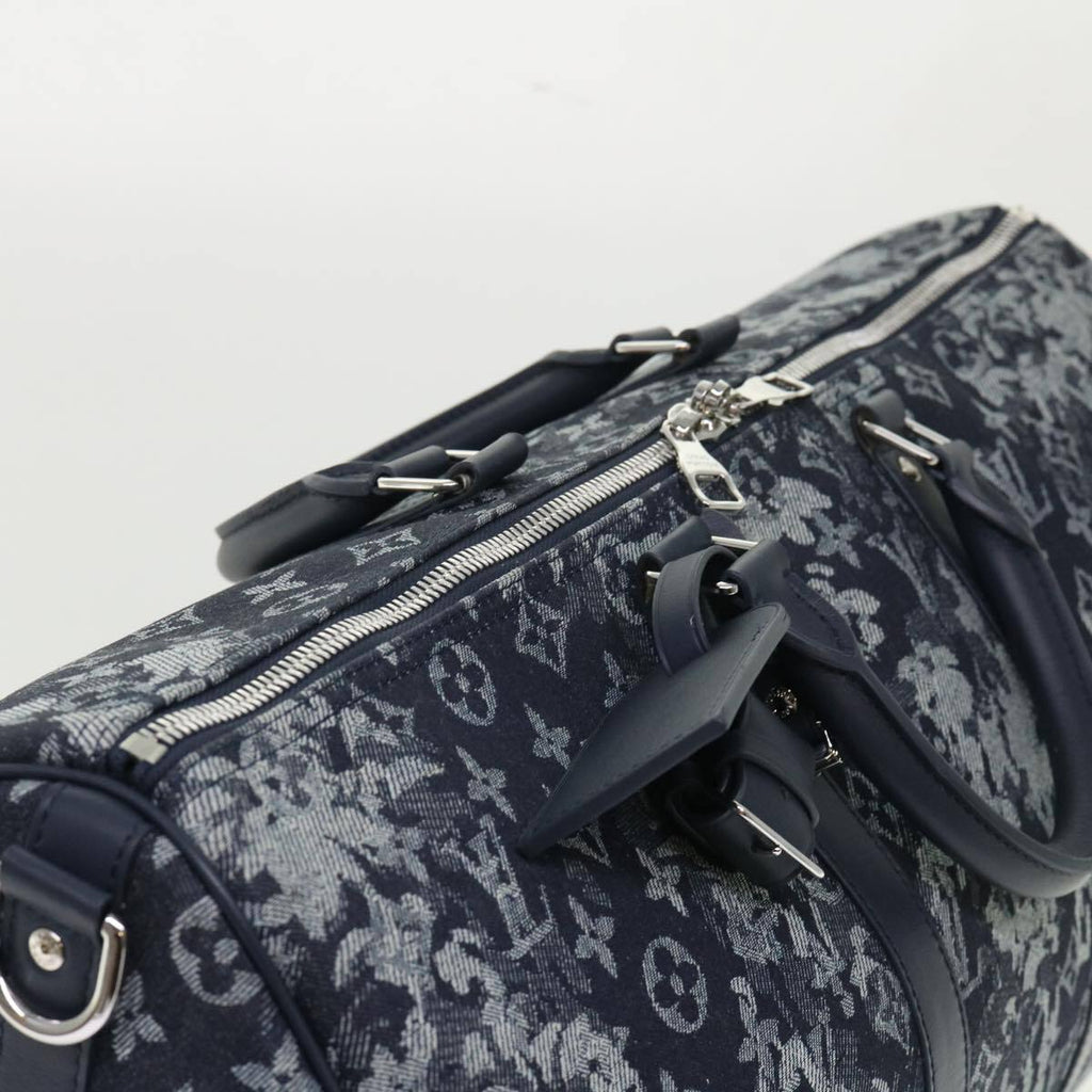 Louis Vuitton Keepall Bandouliere Bag Monogram Tapestry Canvas Navy Canvas Bag (Pre-Owned)