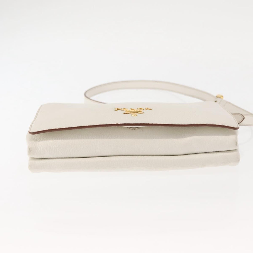 Prada Flap Crossbody Bag Vitello Daino White Leather Shoulder Bag Bag (Pre-Owned)