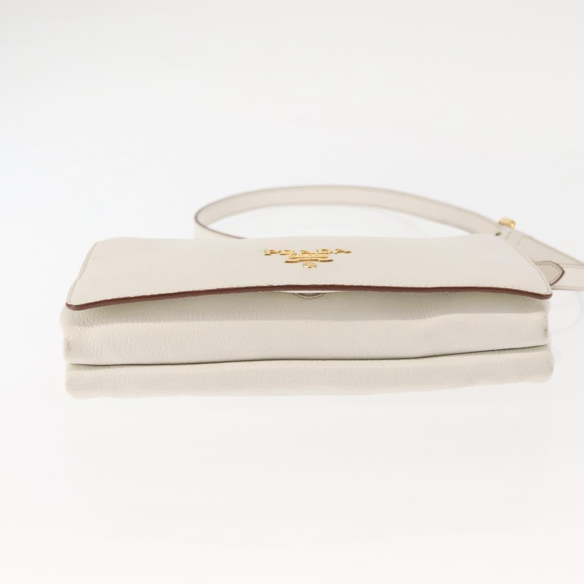 Prada Flap Crossbody Bag Vitello Daino White Leather Shoulder Bag Bag (Pre-Owned)