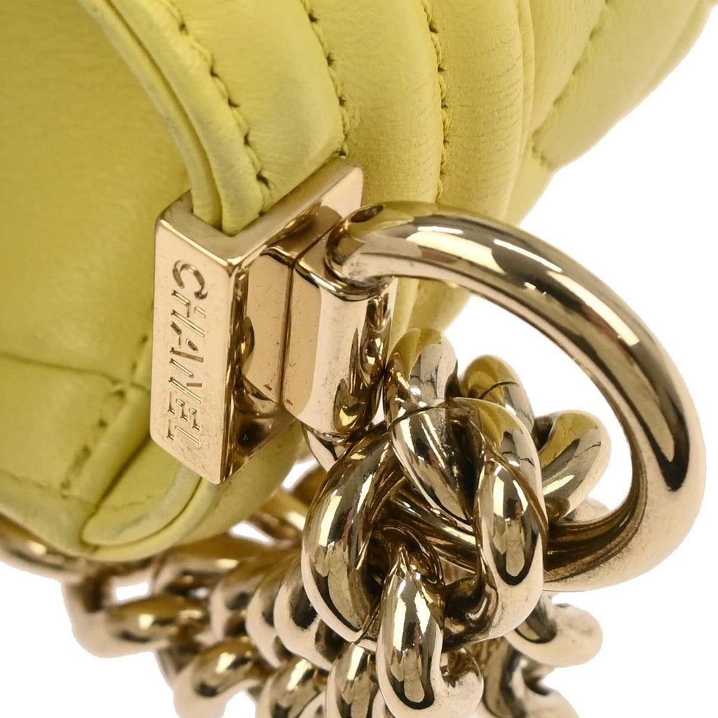 Chanel Boy Flap Bag Quilted Lambskin Yellow Leather Shoulder Bag Bag (Pre-Owned)
