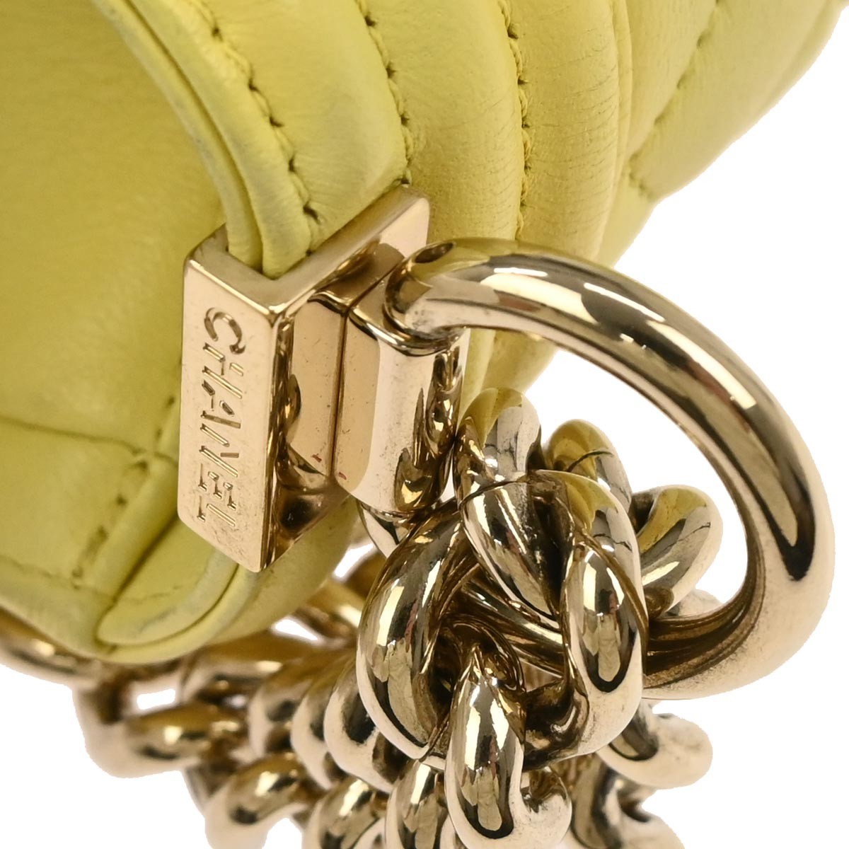 Chanel Boy Flap Bag Quilted Lambskin Yellow Leather Shoulder Bag Bag (Pre-Owned)