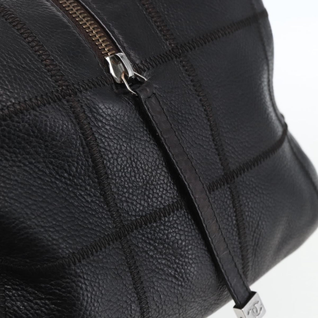 Chanel Chocolate Bar Cc Bowler Bag Caviar Skin Black Leather Handbag (Pre-Owned)