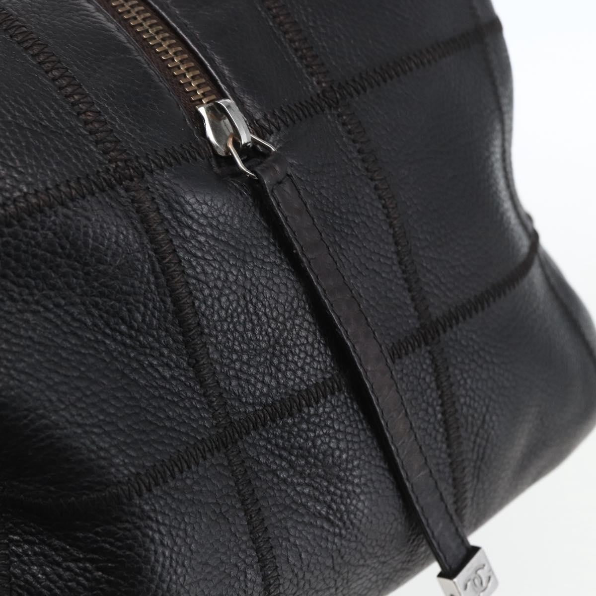 Chanel Chocolate Bar Cc Bowler Bag Caviar Skin Black Leather Handbag (Pre-Owned)