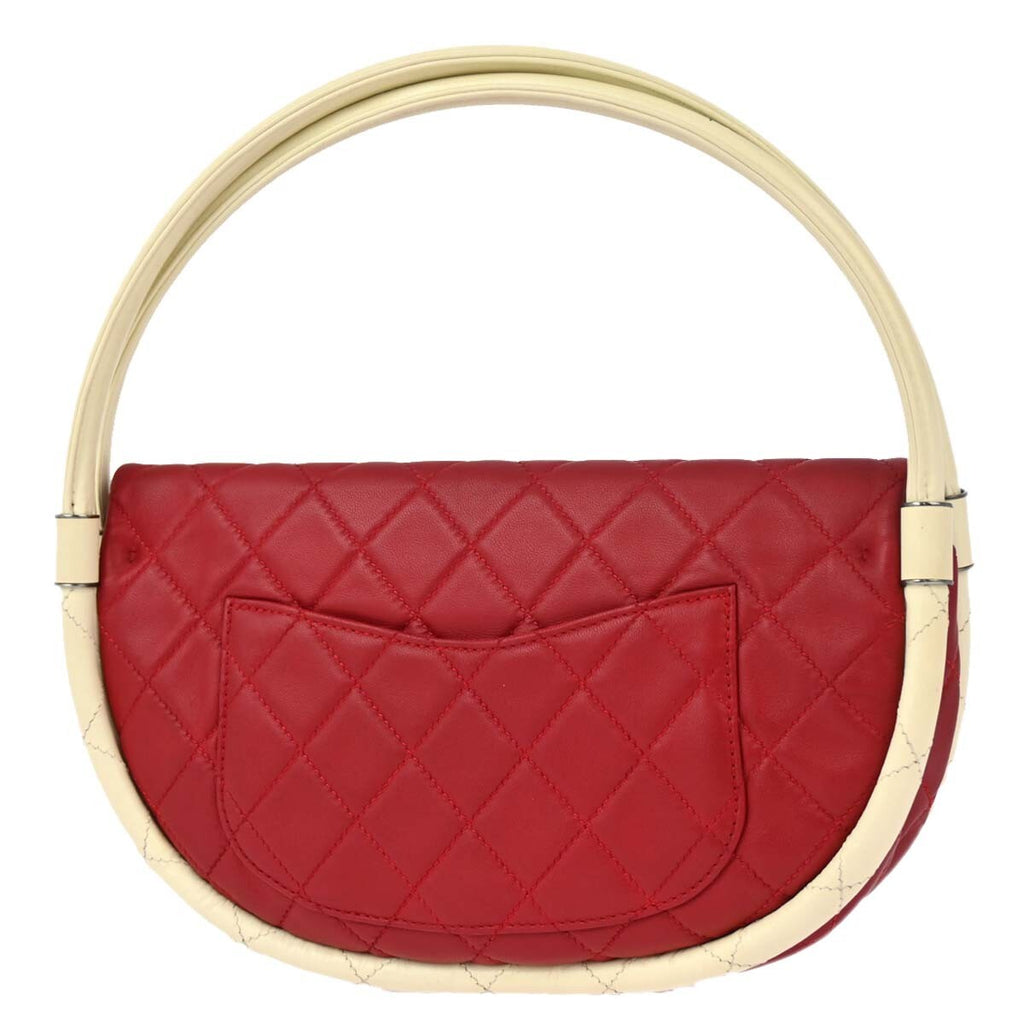 Chanel Hula Hoop Bag Quilted Lambskin Red Lamb Handbag (Pre-Owned)
