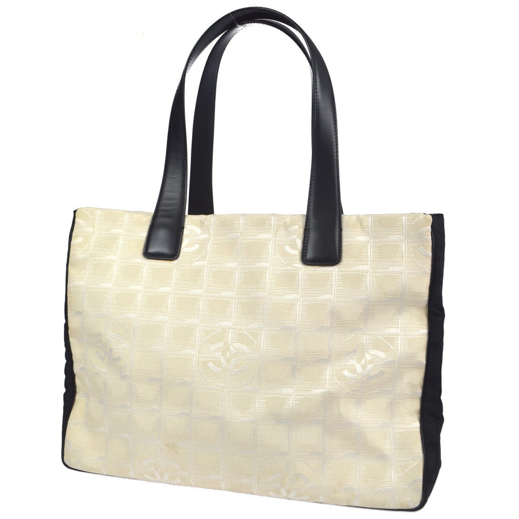 Chanel Travel Line Tote Nylon White Nylon Tote Bag Bag (Pre-Owned)