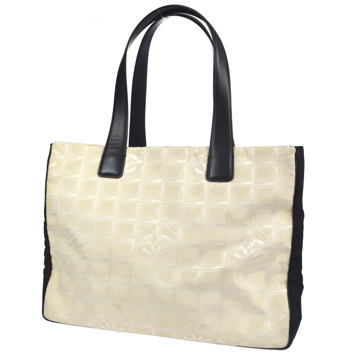Chanel Travel Line Tote Nylon White Nylon Tote Bag Bag (Pre-Owned)