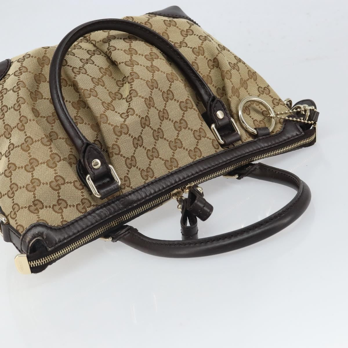Gucci Sukey Top Handle Satchel Gg Canvas With Leather Beige Canvas Handbag (Pre-Owned)