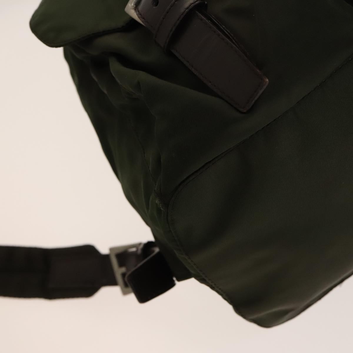 Prada Vela Double Front Pocket Backpack Tessuto With Saffiano Leather Khaki Nylon Backpack Bag (Pre-Owned)