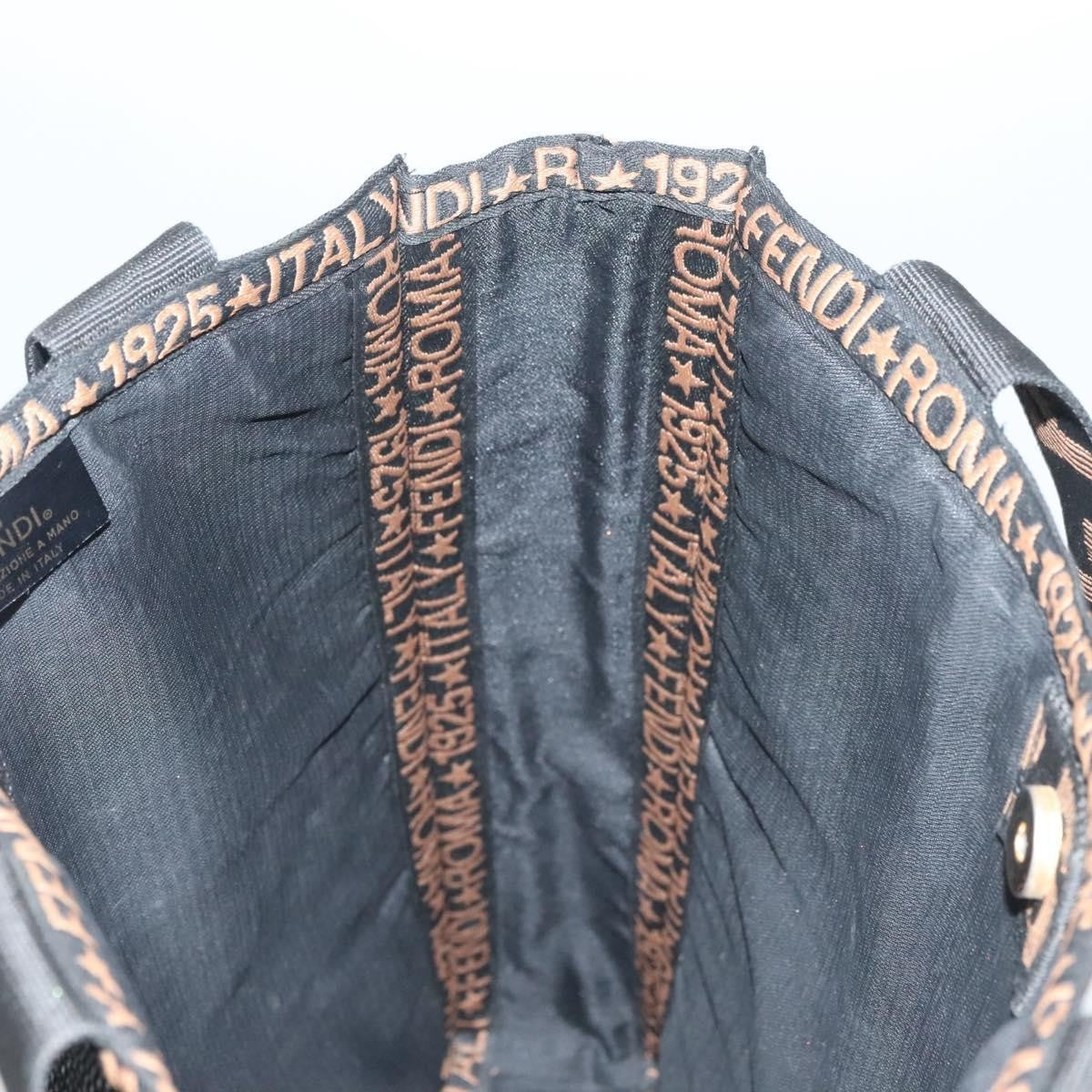 Fendi Zucca Tote Bag Straw Black Wood Tote Bag Bag (Pre-Owned)