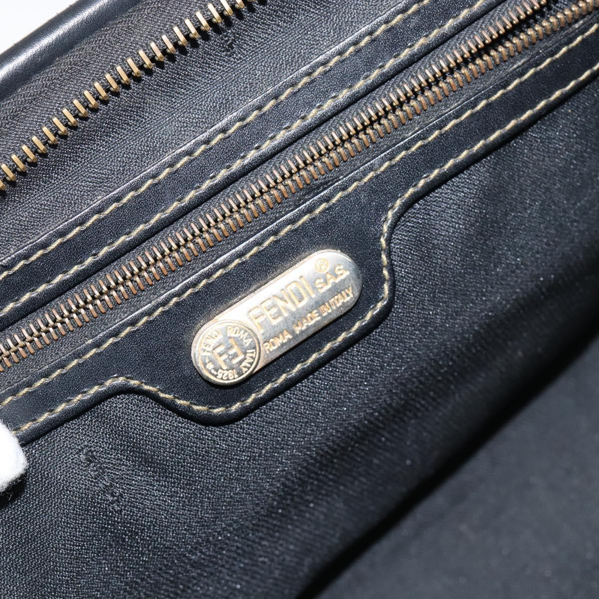 Fendi Vintage Pequin Boston Bag Coated Canvas Black Canvas Bag (Pre-Owned)