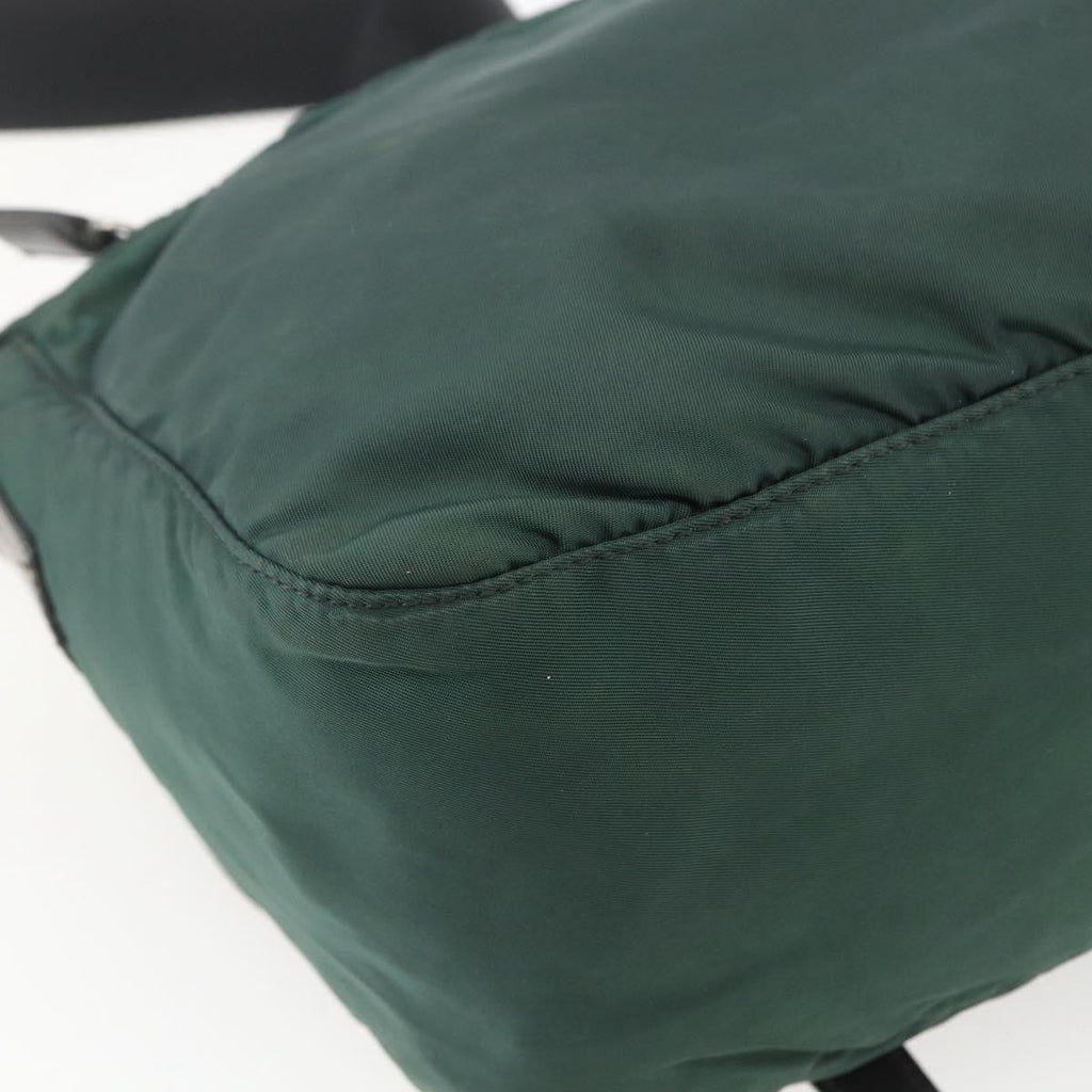 Prada Double Buckle Flap Messenger Bag Tessuto Green Nylon Shoulder Bag Bag (Pre-Owned)