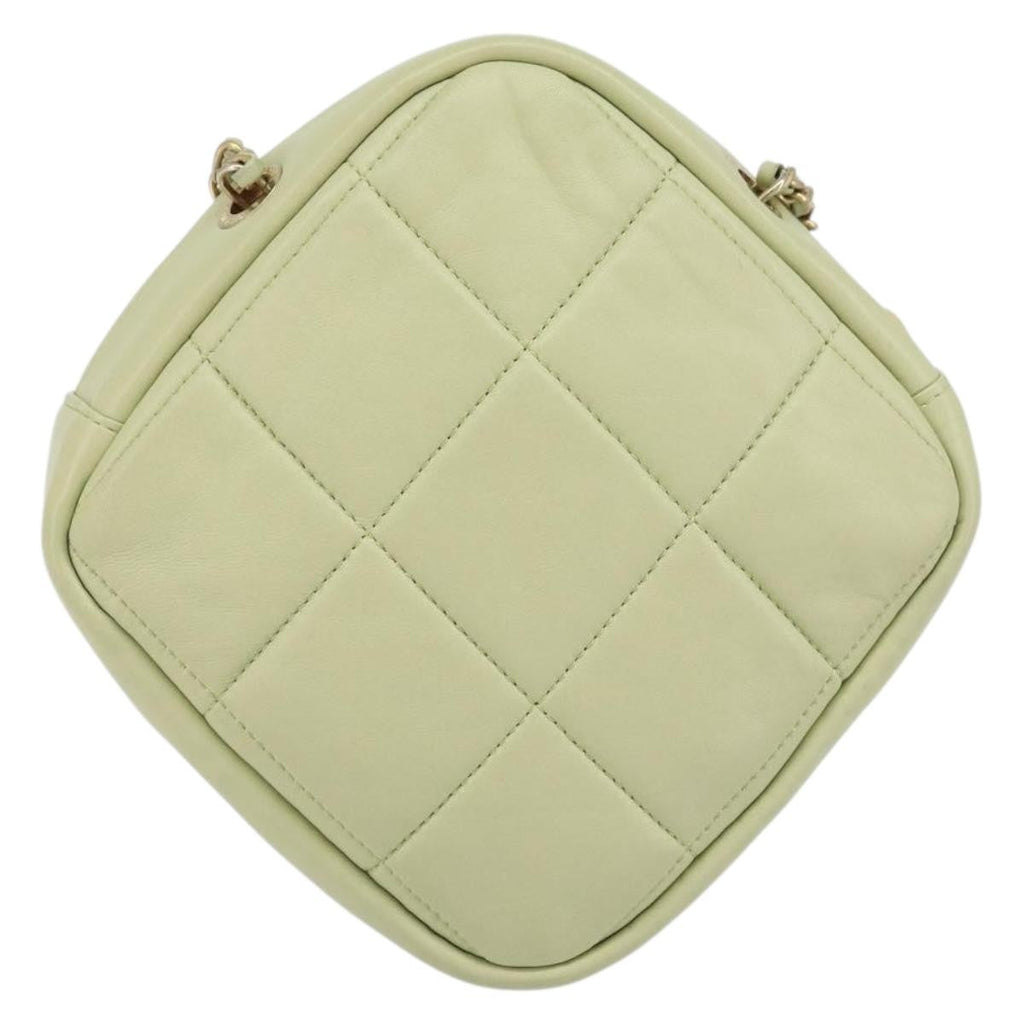 Chanel Diamond Chain Crossbody Bag Quilted Lambskin Green Leather Shoulder Bag Bag (Pre-Owned)