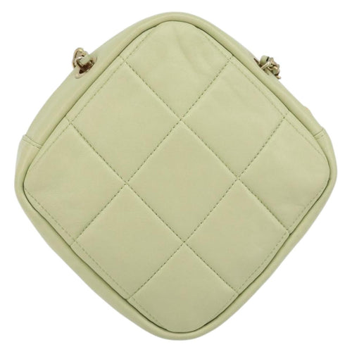 Chanel Diamond Chain Crossbody Bag Quilted Lambskin Green Leather Shoulder Bag Bag (Pre-Owned)