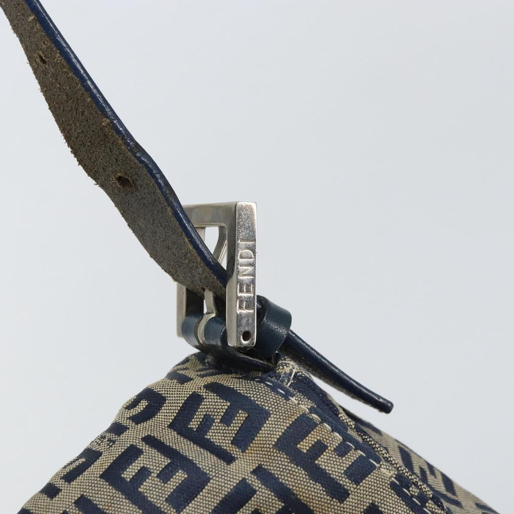 Fendi Mamma Baguette Zucchino Canvas Navy Canvas Shoulder Bag Bag (Pre-Owned)