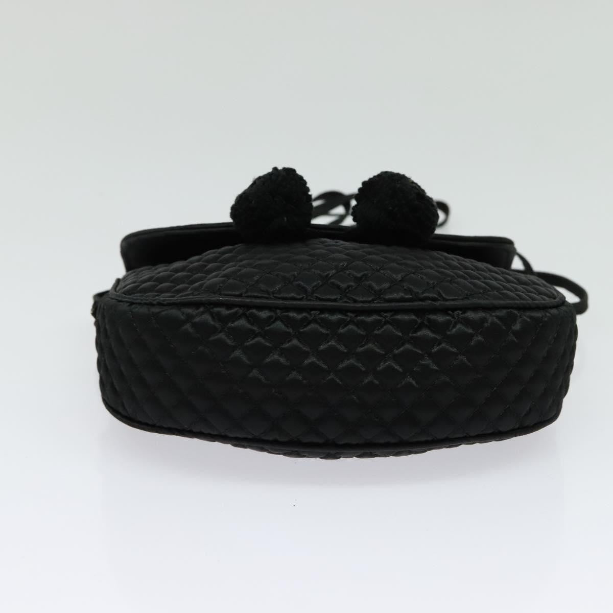 Bottega Veneta Intrecciato Clutch Bag Calfskin Black Satin Shoulder Bag Bag (Pre-Owned)