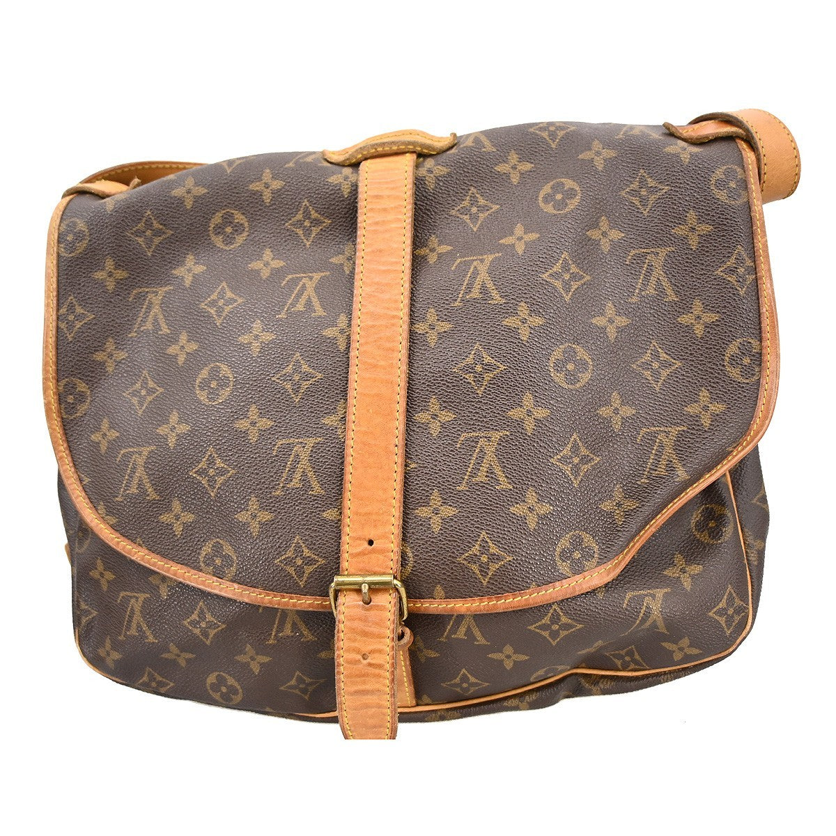 Louis Vuitton Saumur Handbag Monogram Canvas Brown Canvas Shoulder Bag Bag (Pre-Owned)