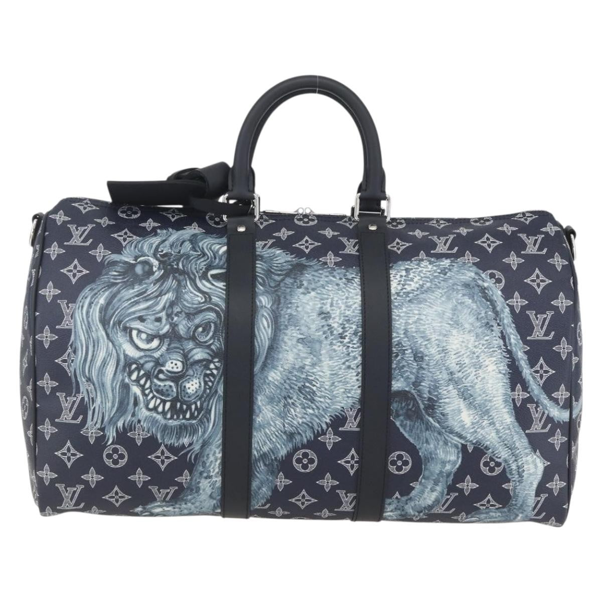 Louis Vuitton Keepall Bandouliere Bag Limited Edition Chapman Savane Monogram Canvas Navy Canvas Travel Bag Bag (Pre-Owned)