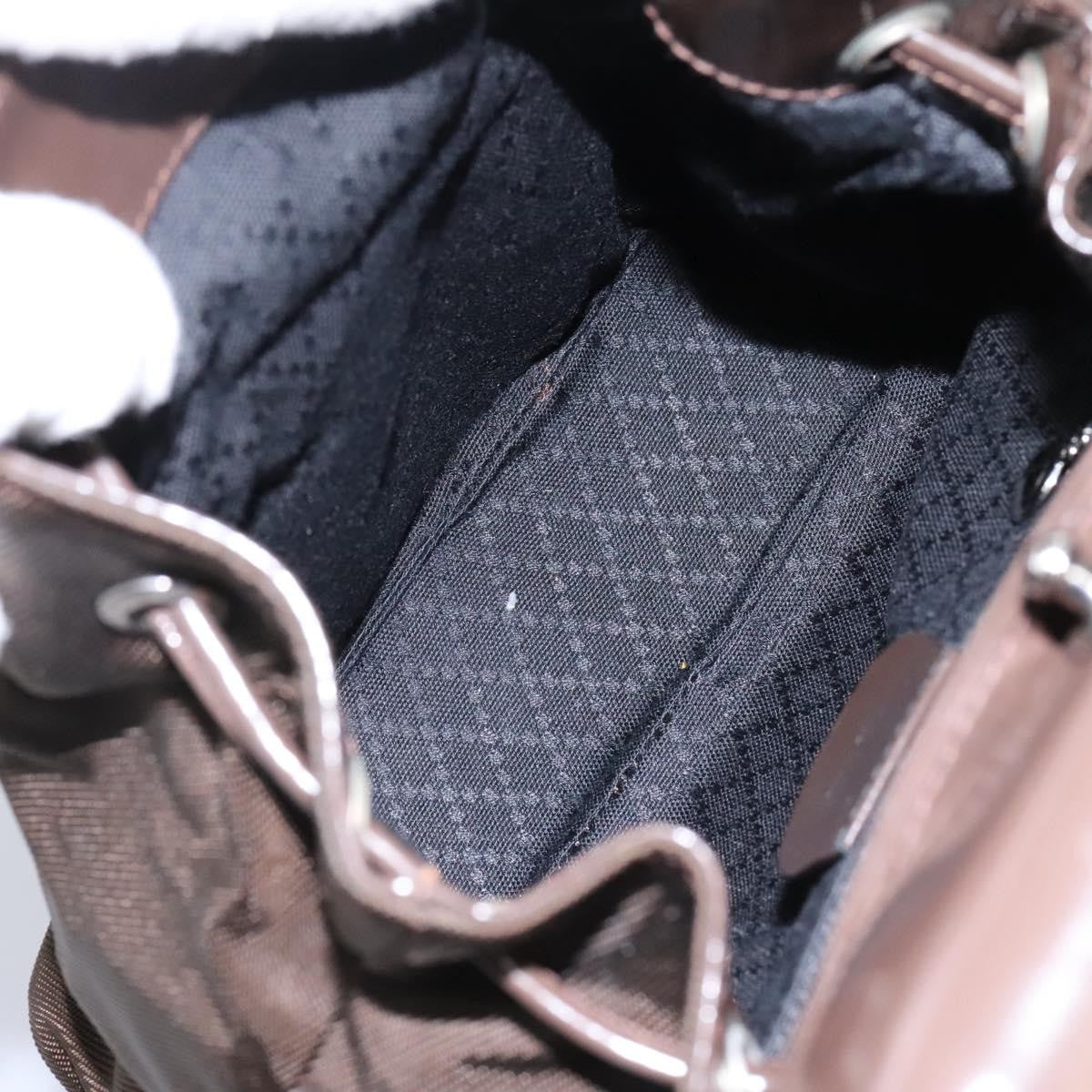 Gucci Vintage Bamboo Backpack Nylon And Patent Leather Brown Nylon Backpack Bag (Pre-Owned)