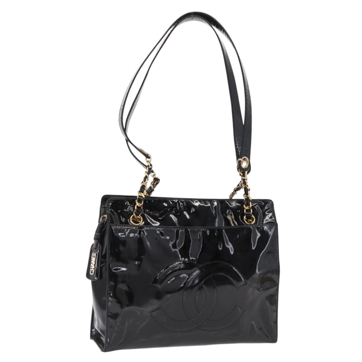 Chanel Vintage Timeless Chain Shoulder Bag Patent Black Patent_Leather Shoulder Bag Bag (Pre-Owned)