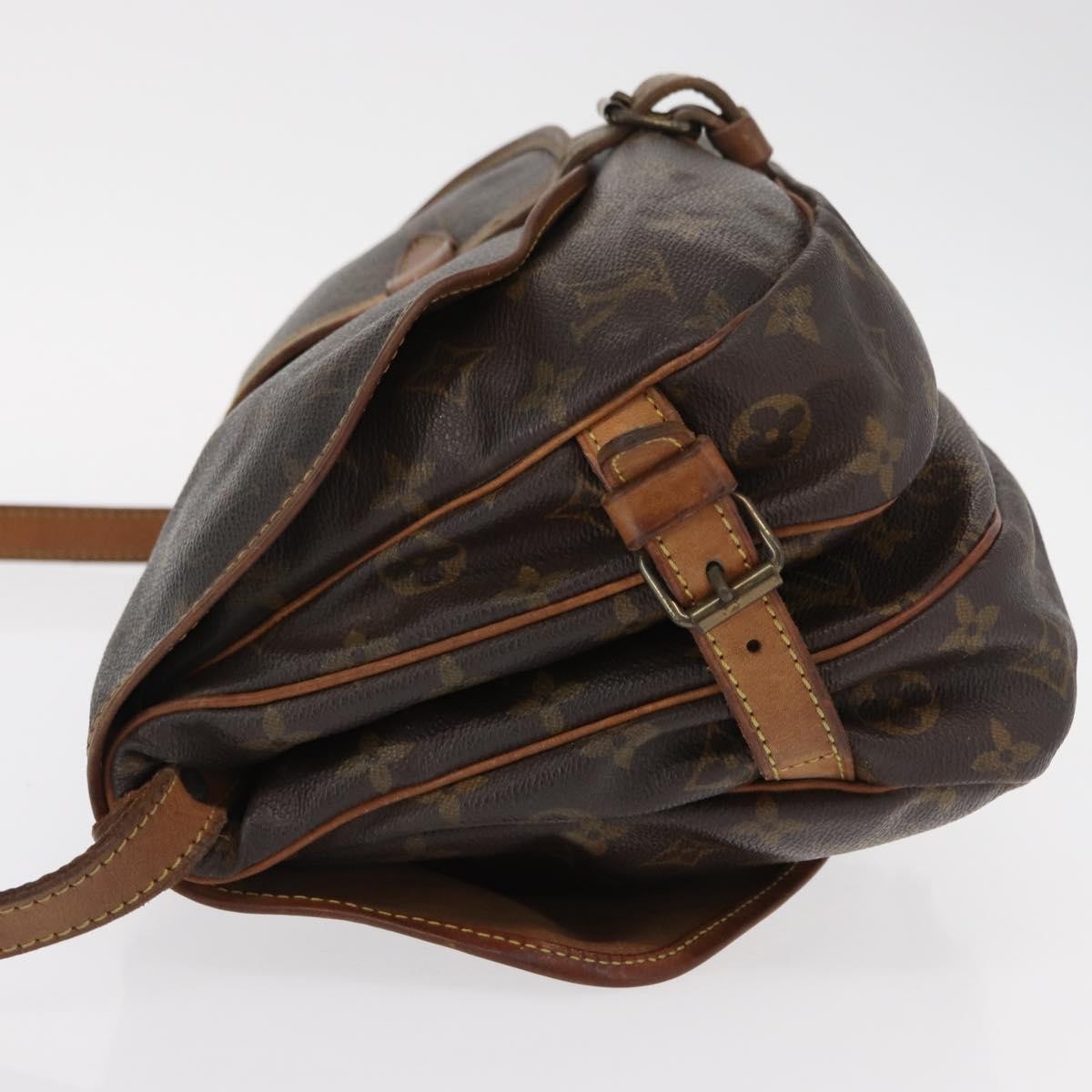 Louis Vuitton Saumur Handbag Monogram Canvas Brown Canvas Shoulder Bag Bag (Pre-Owned)