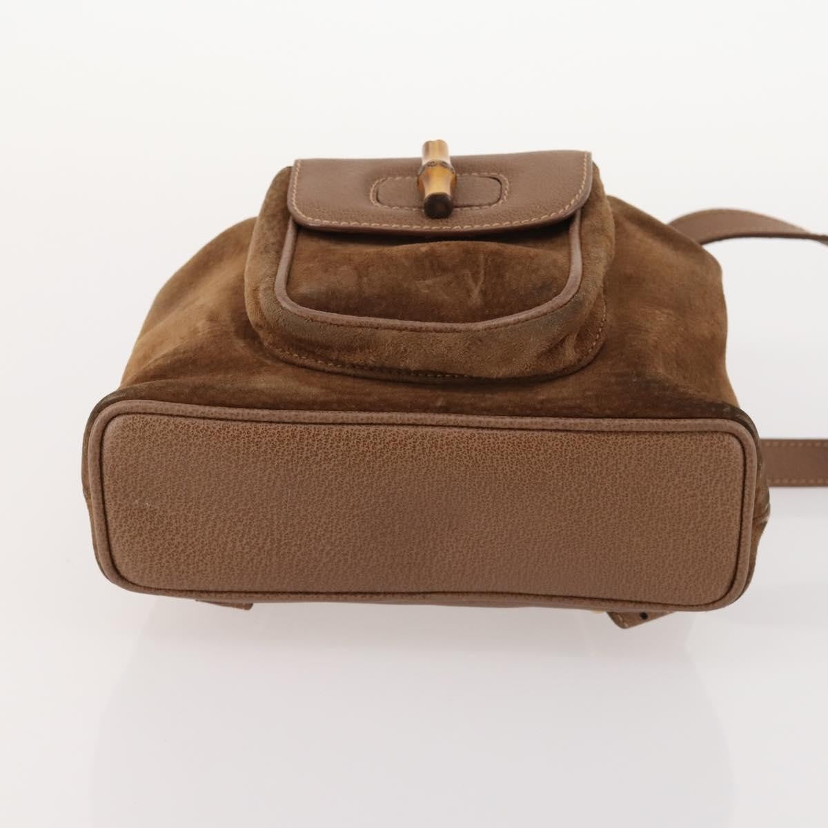Gucci Gucci Bamboo Backpack Daim Brown Suede Backpack Bag (Pre-Owned)
