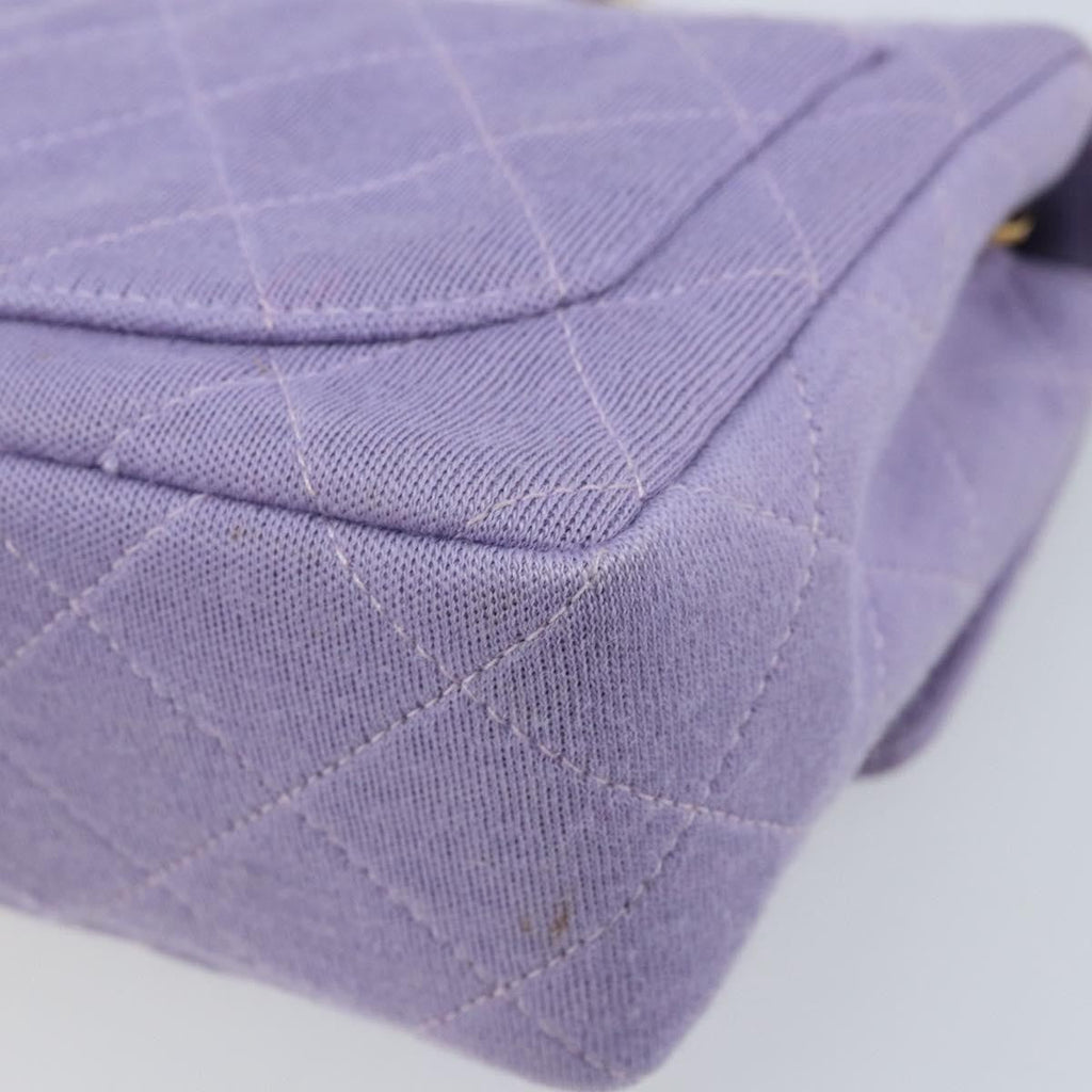 Chanel Square Classic Single Flap Bag Fabric Purple Cotton Crossbody Bag Bag (Pre-Owned)