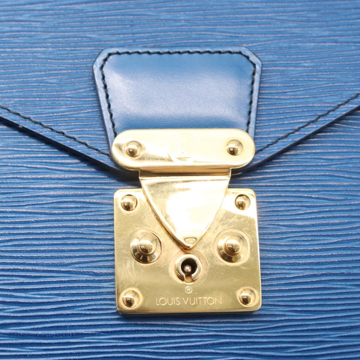 Louis Vuitton Porte-Documents Senateur Bag Epi Leather Blue Leather Clutche & Pouche Bag (Pre-Owned)