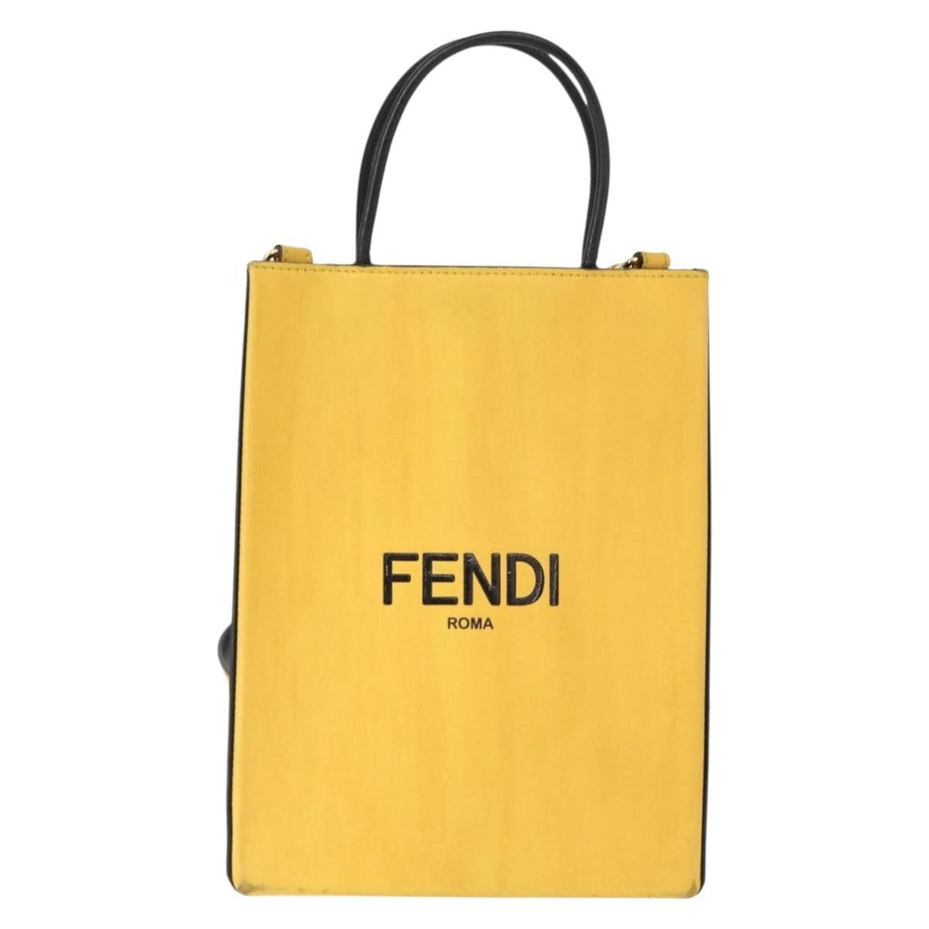 Fendi Pack Shopping Tote Leather Yellow Leather Handbag (Pre-Owned)
