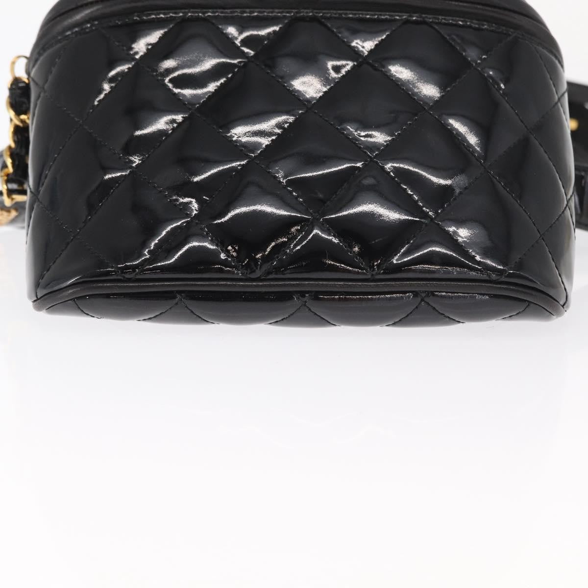 Chanel Vintage Zip Belt Bag Quilted Lambskin Black Patent_Leather Clutche & Pouche Bag (Pre-Owned)
