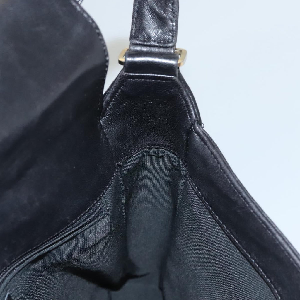 Chanel Chocolate Bar Cc Shoulder Bag Quilted Leather Black Leather Shoulder Bag Bag (Pre-Owned)