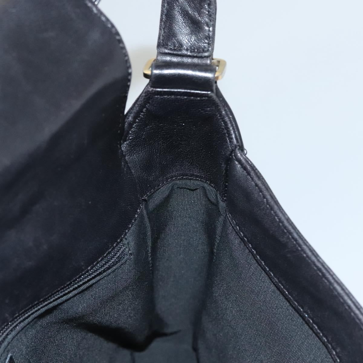 Chanel Chocolate Bar Cc Shoulder Bag Quilted Leather Black Leather Shoulder Bag Bag (Pre-Owned)