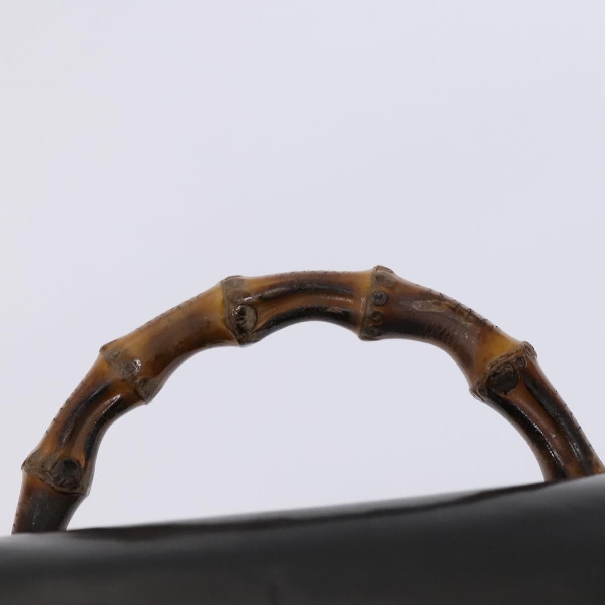 Gucci Vintage Bamboo Backpack Patent Black Patent_Leather Backpack Bag (Pre-Owned)