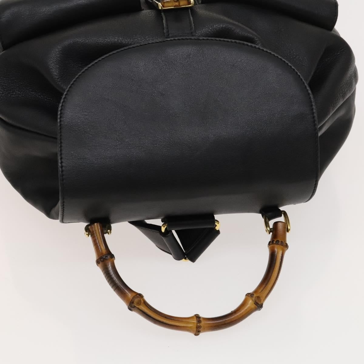 Gucci Vintage Bamboo Backpack Leather Black Leather Backpack Bag (Pre-Owned)
