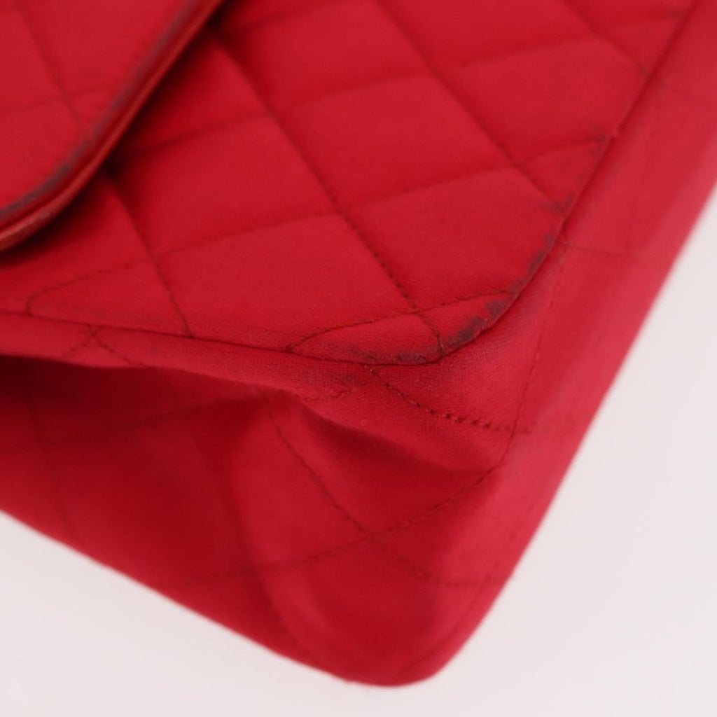 Chanel Timeless - Classic Double Flap Bag Quilted Satin Red Satin Shoulder Bag Bag (Pre-Owned)