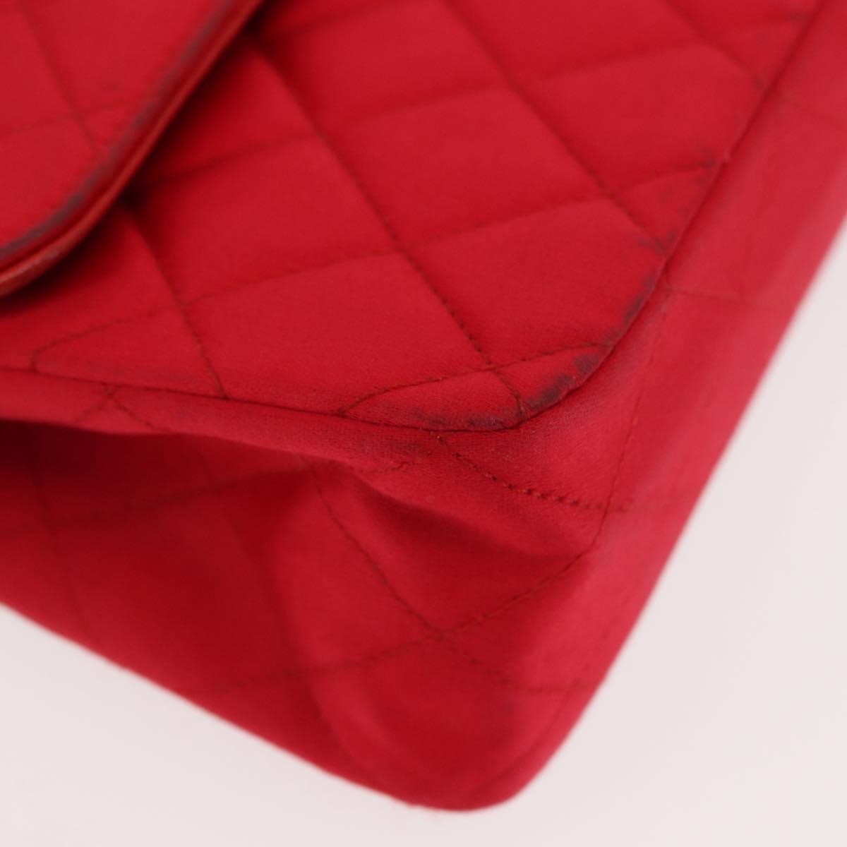 Chanel Timeless - Classic Double Flap Bag Quilted Satin Red Satin Shoulder Bag Bag (Pre-Owned)