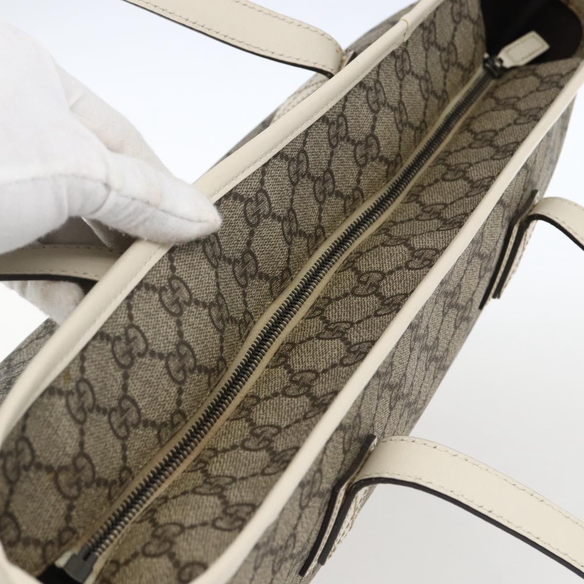 Gucci Plus Tote Gg Coated Canvas With Leather Beige Canvas Tote Bag Bag (Pre-Owned)