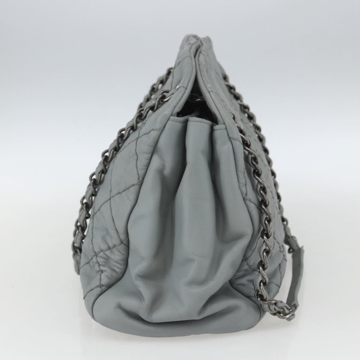 Chanel Just Mademoiselle Bag Quilted Leather Gray Leather Shoulder Bag Bag (Pre-Owned)
