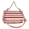 Chanel Vintage Flap Shoulder Bag Canvas Pink Leather Handbag (Pre-Owned)