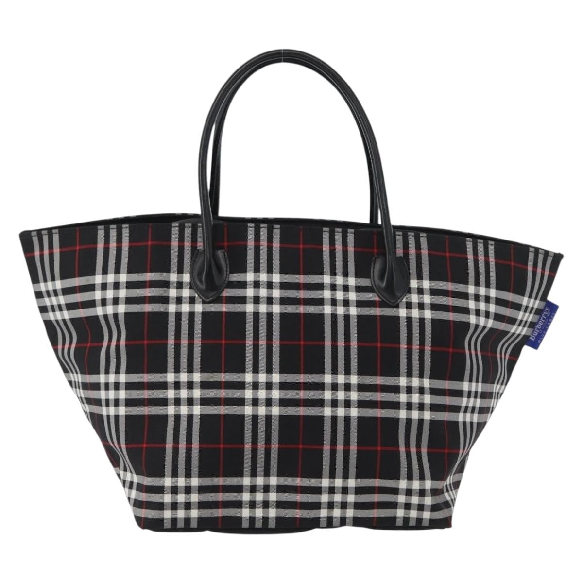 Burberry Nova Check Handbag Nylon Black Nylon Handbag (Pre-Owned)