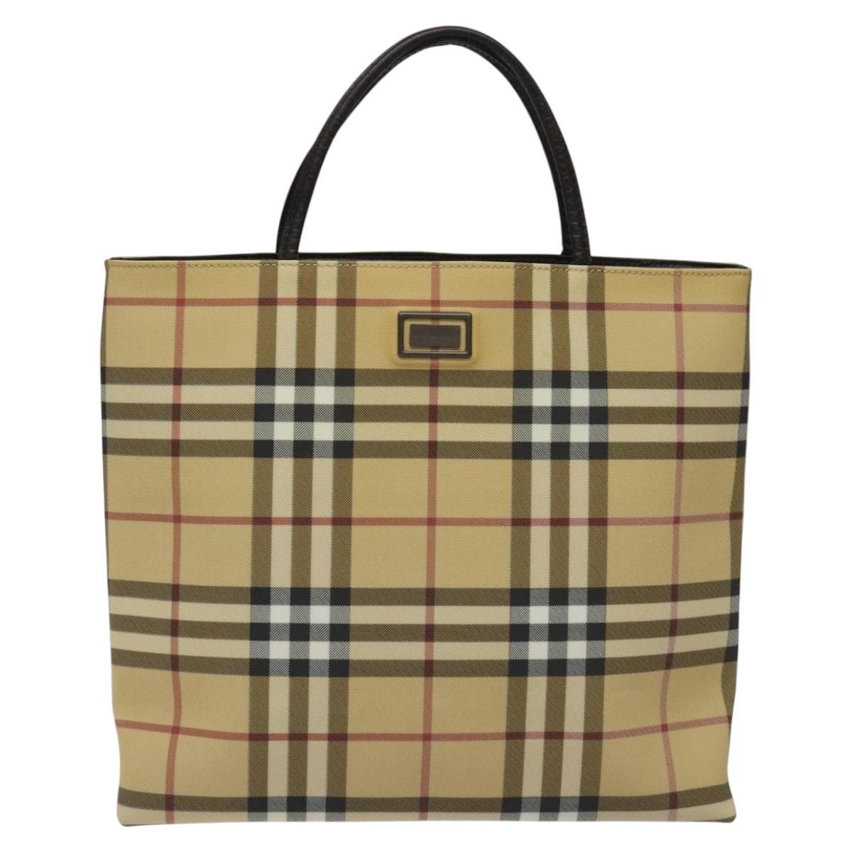 Burberry Nova Check Handbag Nova Check Canvas Beige Canvas Handbag (Pre-Owned)