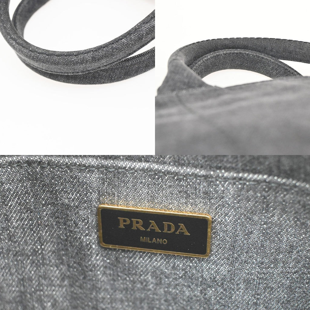 Prada Canapa Convertible Tote Denim Black Denim_Jeans Tote Bag Bag (Pre-Owned)
