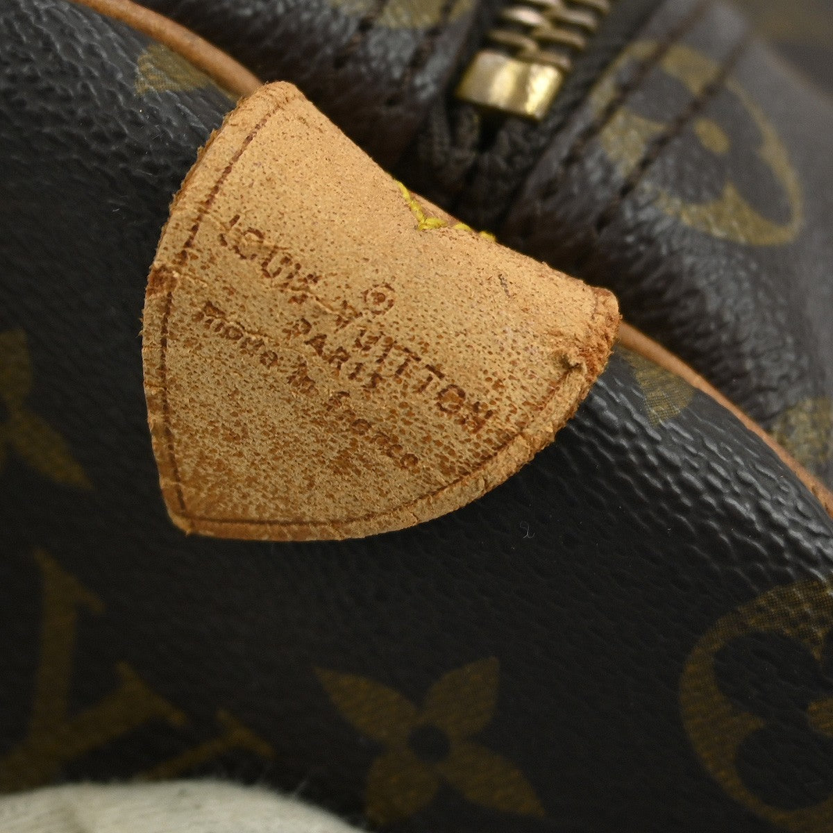 Louis Vuitton Keepall Bag Monogram Canvas Brown Leather Travel Bag Bag (Pre-Owned)
