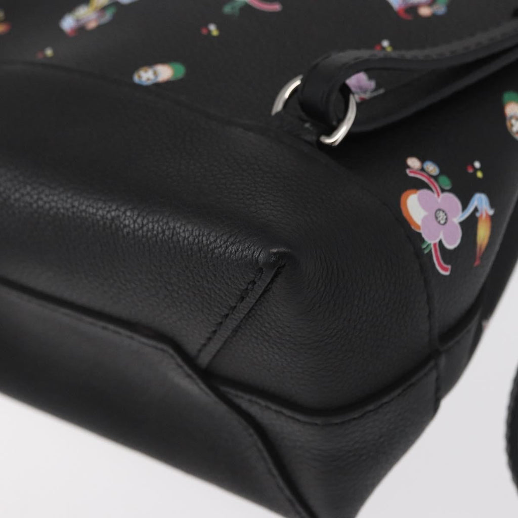 Louis Vuitton Lockme Backpack Floral Printed Leather Black Leather Backpack Bag (Pre-Owned)