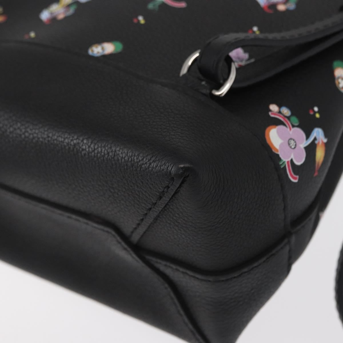 Louis Vuitton Lockme Backpack Floral Printed Leather Black Leather Backpack Bag (Pre-Owned)