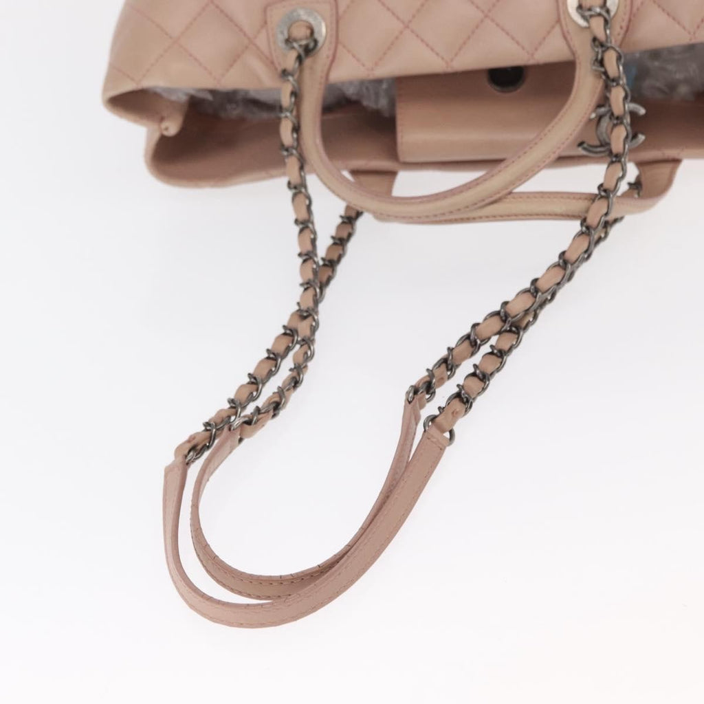 Chanel Easy Shopping Tote Quilted Calfskin Pink Leather Tote Bag Bag (Pre-Owned)