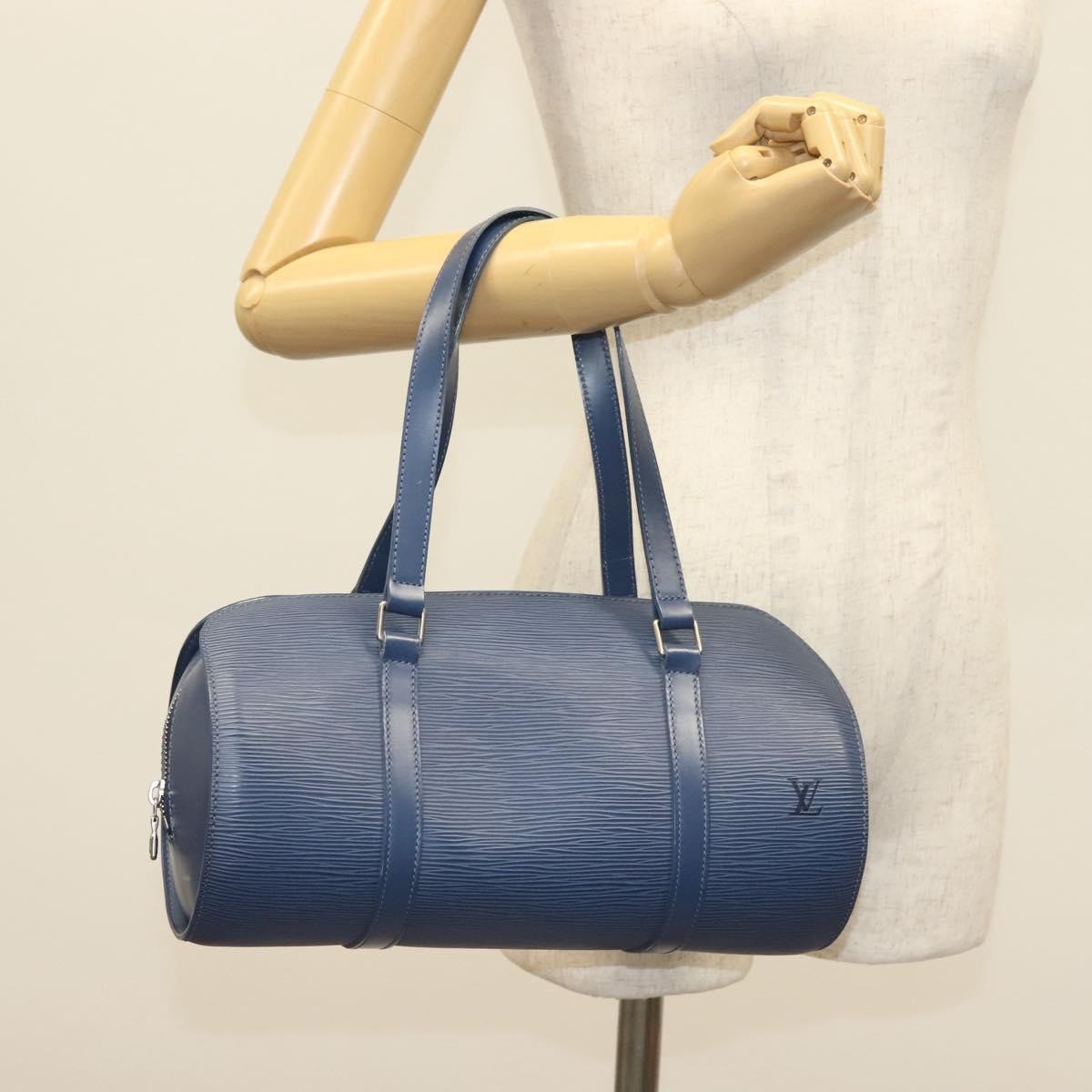 Louis Vuitton Soufflot Handbag Epi Leather Blue Leather Shoulder Bag Bag (Pre-Owned)