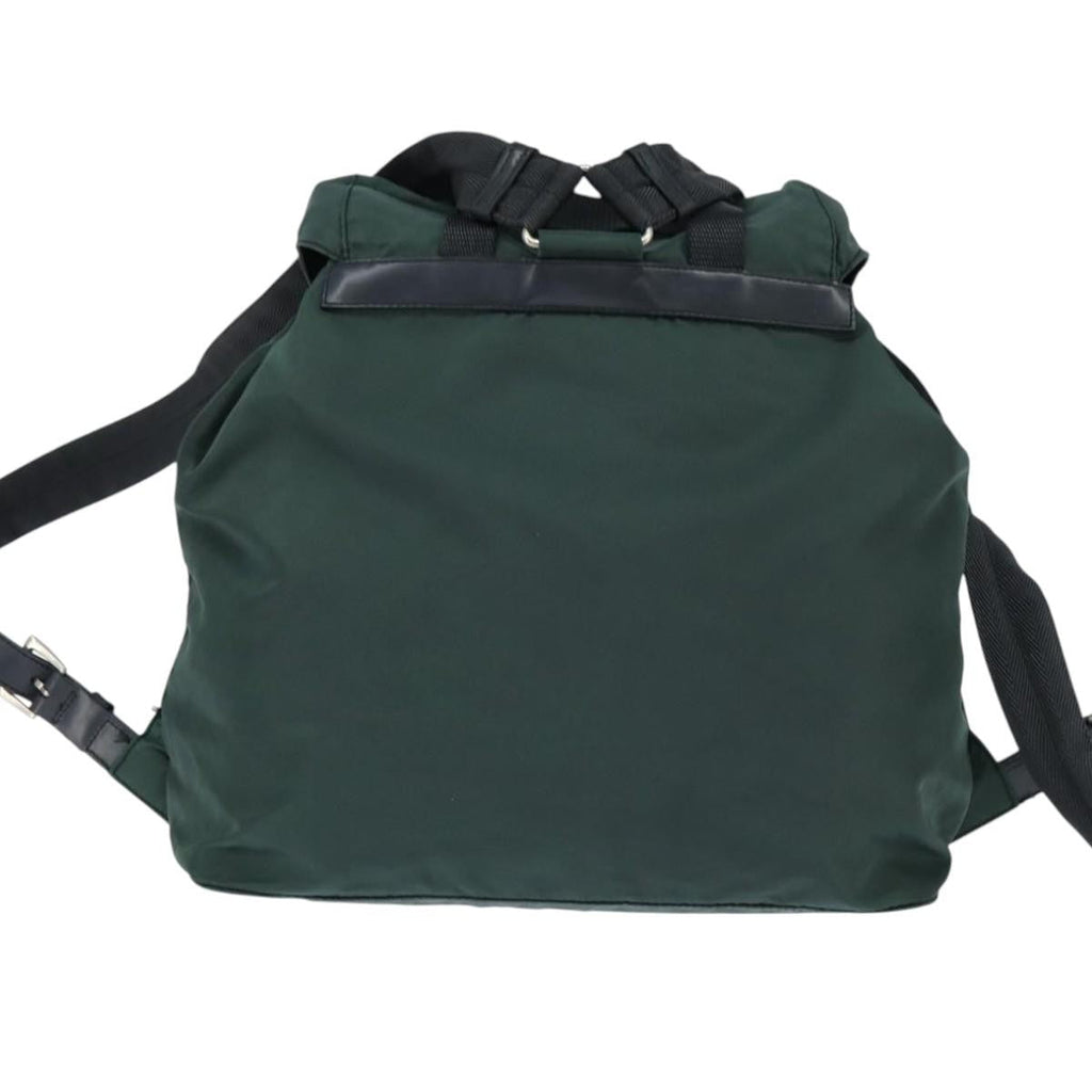 Prada Vela Double Front Pocket Backpack Tessuto With Saffiano Leather Khaki Nylon Backpack Bag (Pre-Owned)
