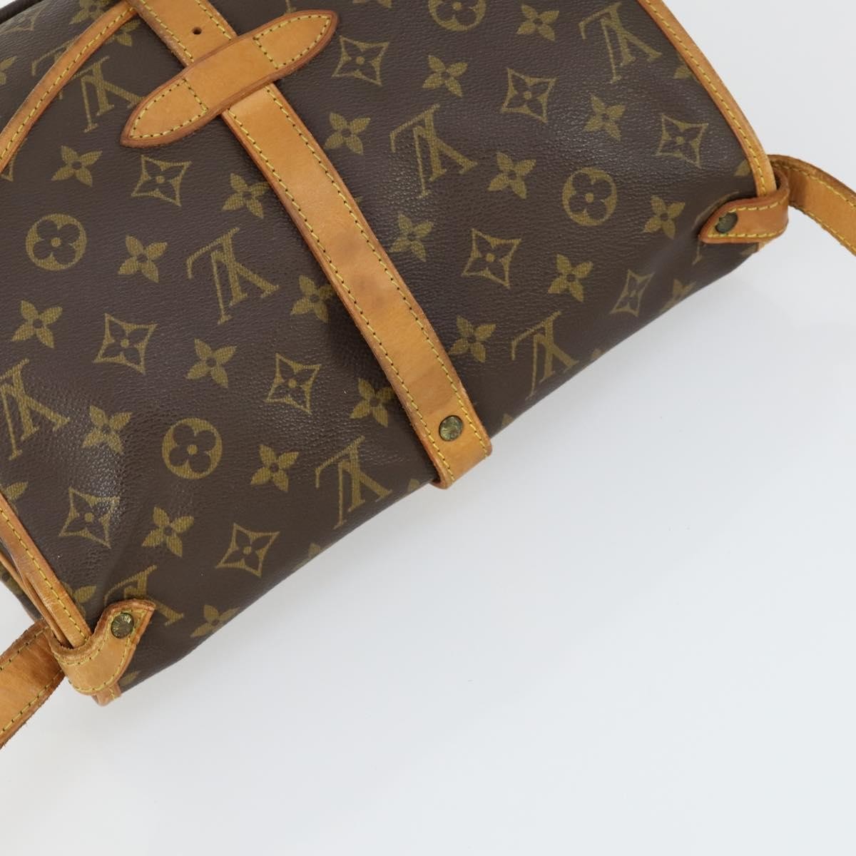 Louis Vuitton Saumur Handbag Monogram Canvas Brown Canvas Shoulder Bag Bag (Pre-Owned)
