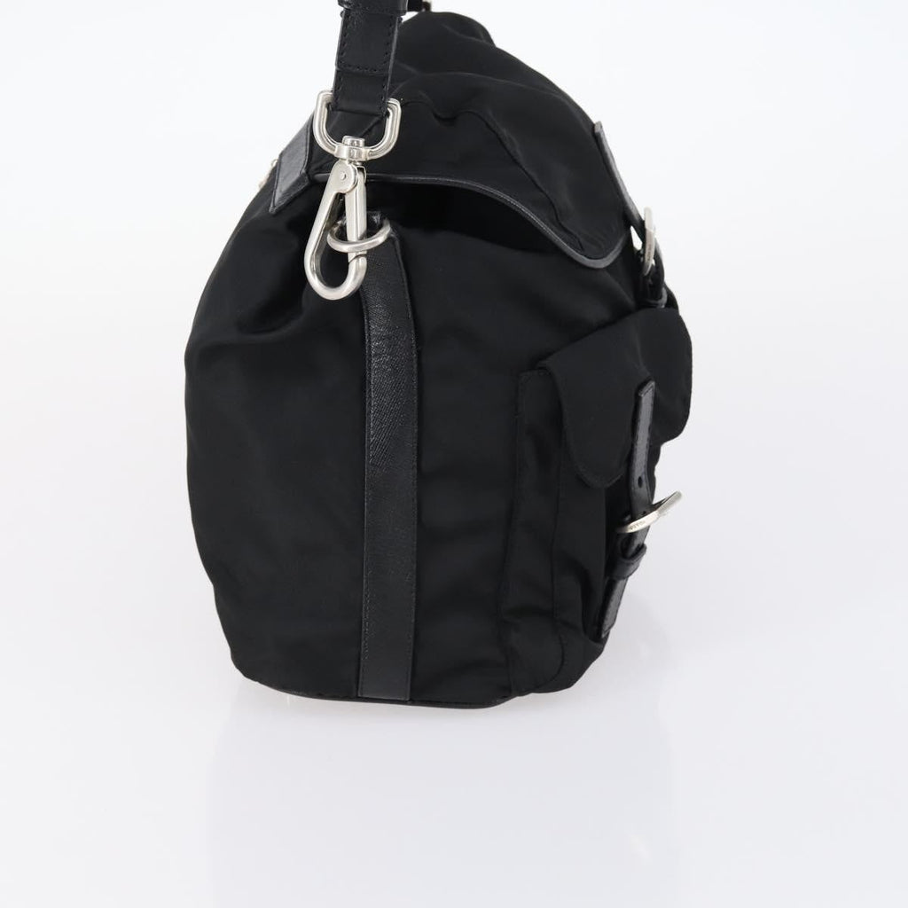 Prada Double Pocket Shoulder Bag Tessuto Black Nylon Shoulder Bag Bag (Pre-Owned)