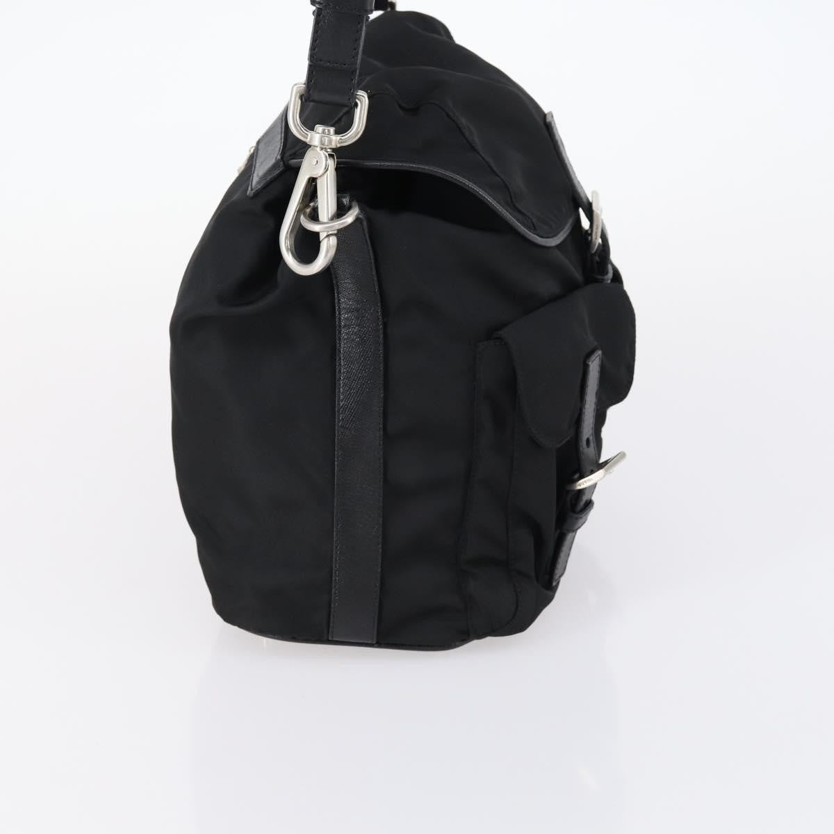 Prada Double Pocket Shoulder Bag Tessuto Black Nylon Shoulder Bag Bag (Pre-Owned)